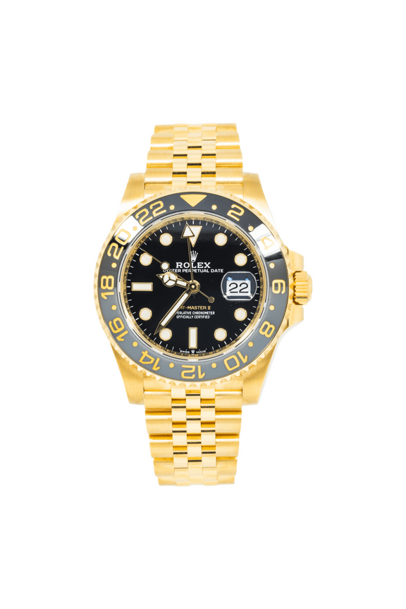 Pre-Owned Rolex Yellow Gold GMT Master II 126718GRNR with Jubilee Bracelet