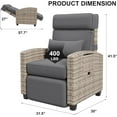 thumbnail image 4 of GAOMON Outdoor Reclining Chairs, Reclining Patio Chairs with Extended Footrest, Adjustable Rattan Patio Lounge with Flip-Up Table, Air Pump 150° Lay Flat Reclining Chair, Light-Grey, 4 of 7