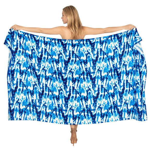 LA LEELA Women's Beach Cover up Wraps Skirt Beachwear Swim Summer Pareos Long Swimwear Coverups Cover-up Bikinis Cover up One Size Azure, Tie Dye