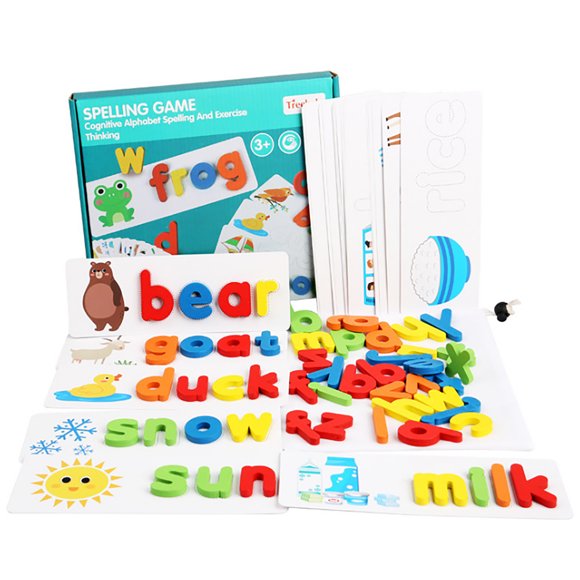 Binwennn Seeing And Spelling Learning Toys, Matching Letters Game Sight Words Kids Boys Christmas Board Games for Toddlers for Toddlers 3-4 Animal Catch Pole Board Games for Toddlers 2-4 Building for
