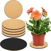 Nuolin 2Pcs Cork plant mat round cork plant coaster DIY cork mat plant board mat for gardening, indoor and outdoor flower pots, DIY craft projects4-12 inch