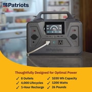 4Patriots Patriot Power Generator 1200 Silent, Fume-Free Solar Generator for Reliable Backup Power