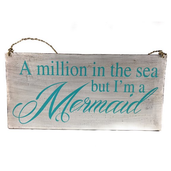 A Million In The Sea, But I'm A Mermaid Beach Sign on Wood 16" X 8" | #nik3223