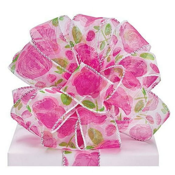 Burton & Burton Ribbon #9 Painted Petals Pink 20 Yards