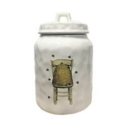 First of a Kind - Stoneware Canisters with Beehive - Decorative Kitchen Canister Sets - Ceramic Food Canister Jars for Tea, Sugar & Flour Storage (Large)