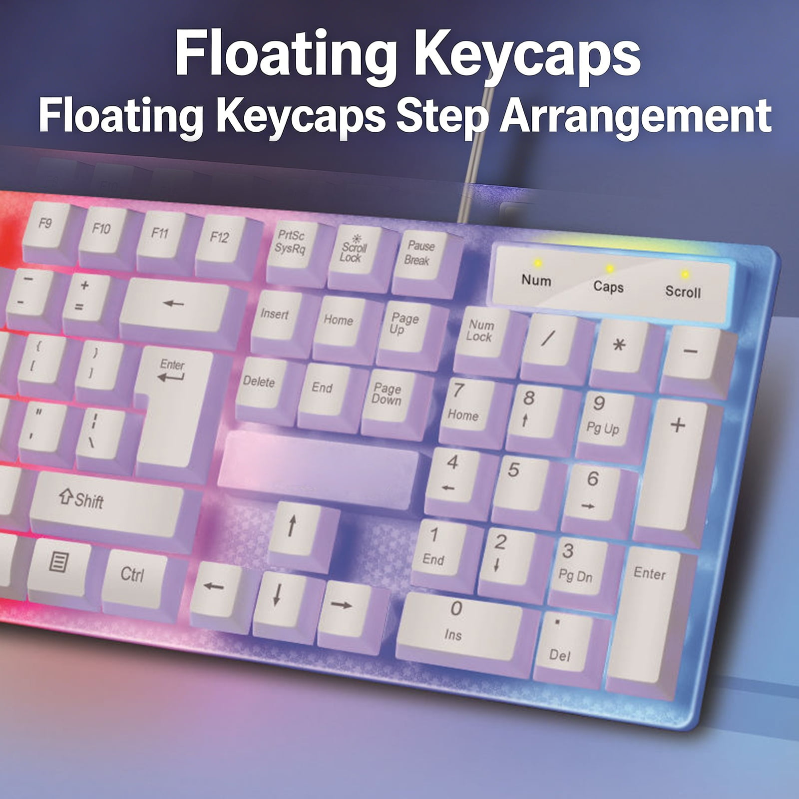 Suspended Keycaps Design USB Cord Keyboards Combo 104Key RGBs Backlit Mechanical Feel Waterproof For Gaming