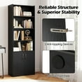 thumbnail image 5 of Costway 70" Bookcase with Adjustable Shelves 2-Door Cabinet Multipurpose Display Rack Black, 5 of 10