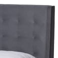 thumbnail image 5 of Baxton Studio Gothard Gray Velvet and Dark Brown Wood King Size Platform Bed, 5 of 6