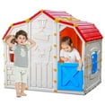 thumbnail image 1 of Costway Kids Playhouse Realistic Cottage Playhouse with Openable Windows & Working Door, 1 of 10
