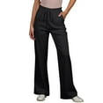 thumbnail image 3 of Women's Cotton Sweatpants Lounge Sweat Pants High Waisted Open Bottom Casual Yoga Pants for Women with Pockets Black L, 3 of 4
