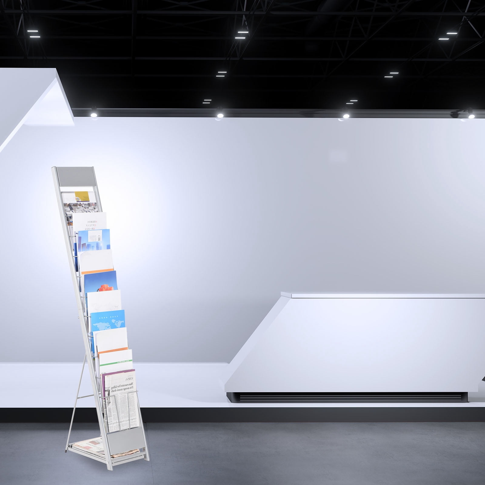Unique Bargains Detachable Magazine Display Racks Floor Standing 10 Layers Brochure Stand