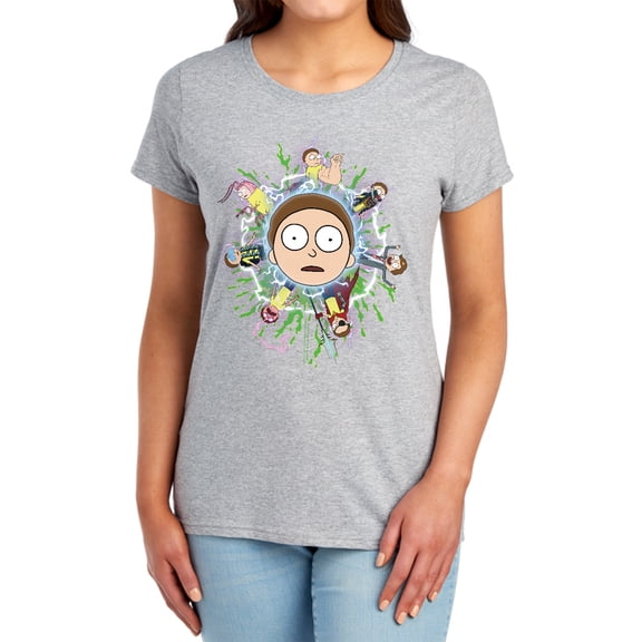 Rick and Morty Multiple Morty Women's T Shirt, Athletic Heather, Large