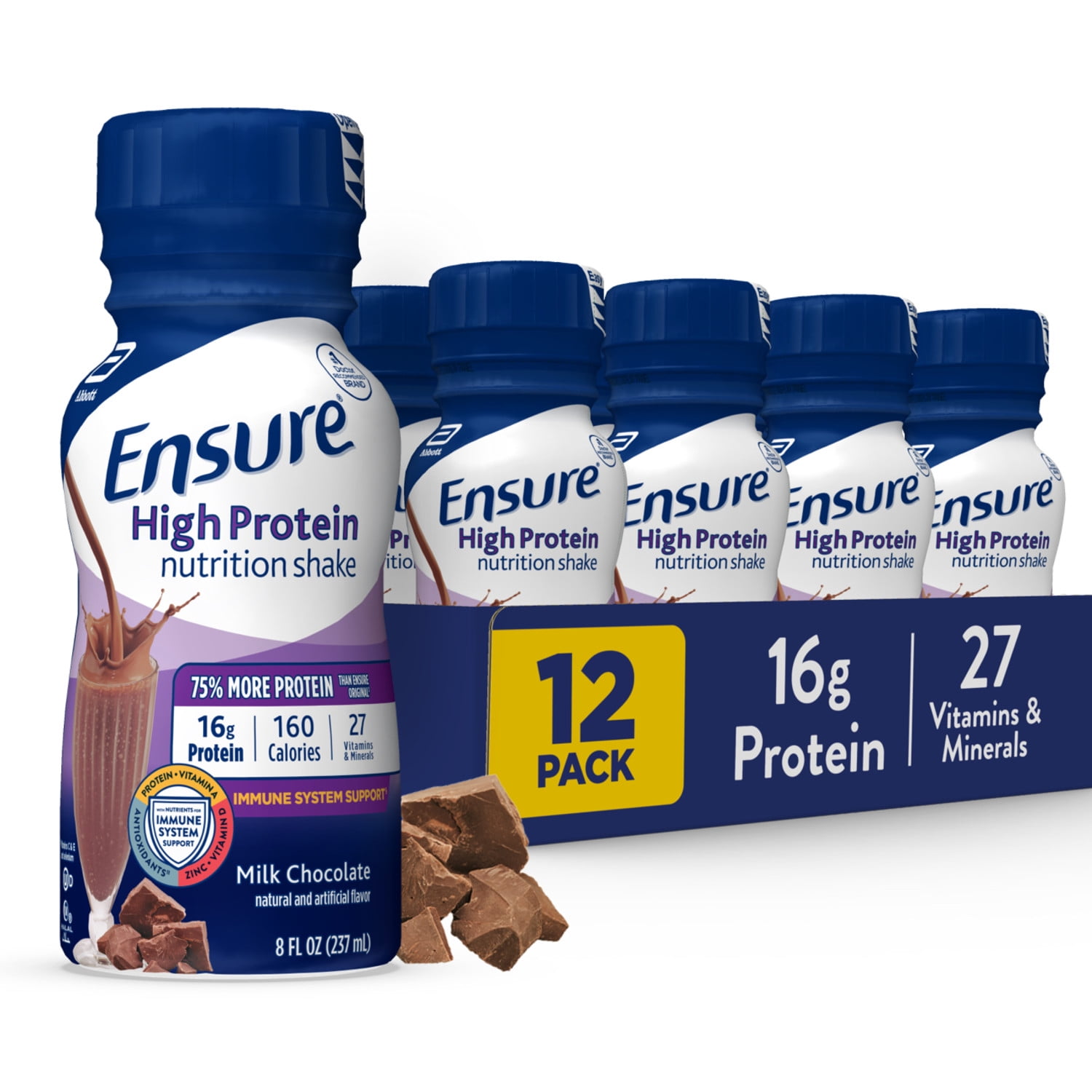 Ensure High Protein Nutrition Shake, Milk Chocolate, 8 fl oz, 12 Count