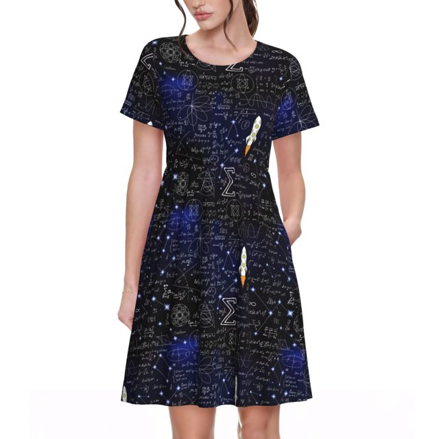 Disketp Physical Formulas para Vestido de Manga Corta para Mujeres, Vestidos de Verano para Mujeres, Casual y Holgado para la Playa