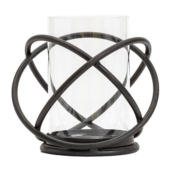 Hawoo Glass Candle Holders Metal Geometric Candlestick for Christmas, Black