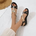 thumbnail image 5 of BADHUD Rhinestone Flat Sandals for womens Girls Low Wedge Sandals Cute Strappy Slip on Open Toe Slide Sandals Summer Comfortable Dress Bohemian Pearl Crystal Flat Sandals, 5 of 5
