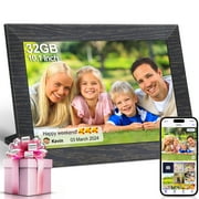 10.1 inch Wifi Digital Picture Frame, 32GB Smart Digital Photo Frame with Wifi Share Photo Video via App, Mico SD, Wall-Mountable, Auto-Rotate, Mother's Day Gift