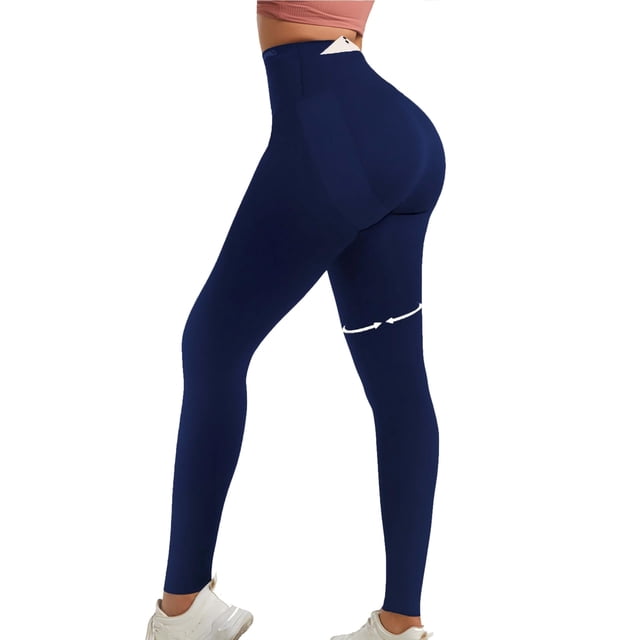 Leggins Curvphilo para levantar glúteos, cintura alta, bolsillos, azul marino
