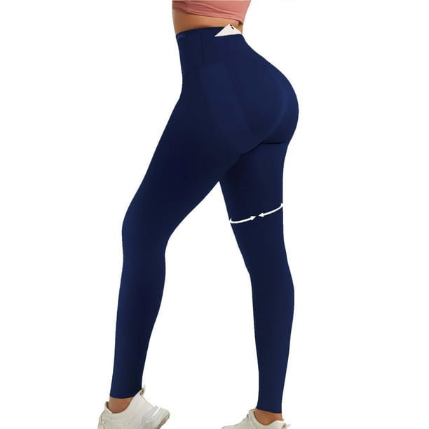 Leggins Curvphilo para levantar glúteos, cintura alta, bolsillos, azul marino