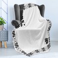 thumbnail image 4 of Turkish Pattern Soft Flannel Fleece Throw Blanket, Oriental Framework with Leaf Ornament Black and White Damask, Cozy Plush for Indoor and Outdoor Use, 60" x 80", Black White, by Ambesonne, 4 of 5