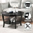 thumbnail image 5 of Classic Living Room Table with Storage Shelf, Traditional Round Family Room Center Table., 5 of 6