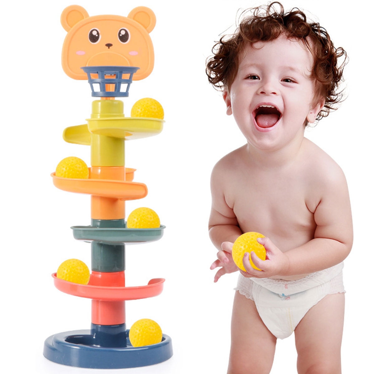 JTWEEN Super Spiral Tower, Toddlers Ball Drop and Roll Activity Toy