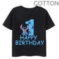 thumbnail image 5 of Camiseta negra de Lilo Stitch para niños, número de cumpleaños 1-14, ropa informal para niños y niñas, camisetas de dibujos animados de anime para niños, 5 of 5