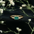 thumbnail image 3 of Rosec Jewels Womens 3/4 CT Octagon shape Emerald and Princess shape Diamond Ring in Bezel Setting, Emerald East West Ring, 10K Yellow Gold, US 7.00, 3 of 8