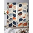 thumbnail image 4 of Navy Blue Burnt Orange Botanical Semi Sheer Curtains 84 Inch Length 2 Panels Set, Vintage Leaves Sheer Kitchen Curtain Privacy Voile Window Curtain for Living Room Bedroom Rod Pocket Drapes, 4 of 7