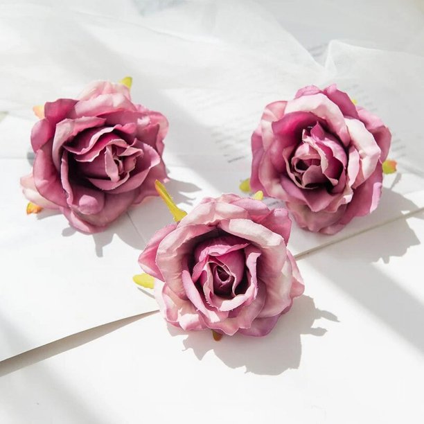 Cabezas de rosas artificiales, flores decorativas para boda, decoración del hogar, plantas falsas, materiales de decoración de pasteles de Navidad, barato, 5 uds.