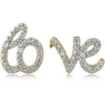 thumbnail image 2 of Arista Diamond Accent "LO" and "VE" Women's Earrings in Yellow Gold-Tone Overlay Brass, 2 of 2