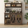 thumbnail image 4 of ANPOO 47"W Farmhouse Coffee Bar Cabinet Wine Rack and Storage, Tall Wine Bar Cabinet with 3 Tier Storage Hutch, Buffet Cabinet with LED Light and Glass Racks for Kitchen Dining Room, 4 of 8