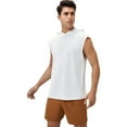 thumbnail image 2 of Active Men's Sleeveless Workout Hoodie with Lightweight Athletic Fit and Crossover Hood Detail - X Large, White, 2 of 6