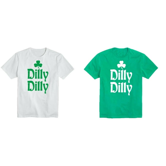 St. Patrick's Day Dilly Dilly Clover Printed Design Tshirt Short Sleeve T-Shirt Soft and Comfy Shirt, Lightweight Shirt Irish Party White Tee Small