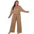 thumbnail image 2 of MINTREUS Plus Size Lounge Sets for Women Long Sleeve Tops and Long Pants Soft Comfy Pajamas Set Oversized 2 Piece Outfits 1X-5X, 2 of 9