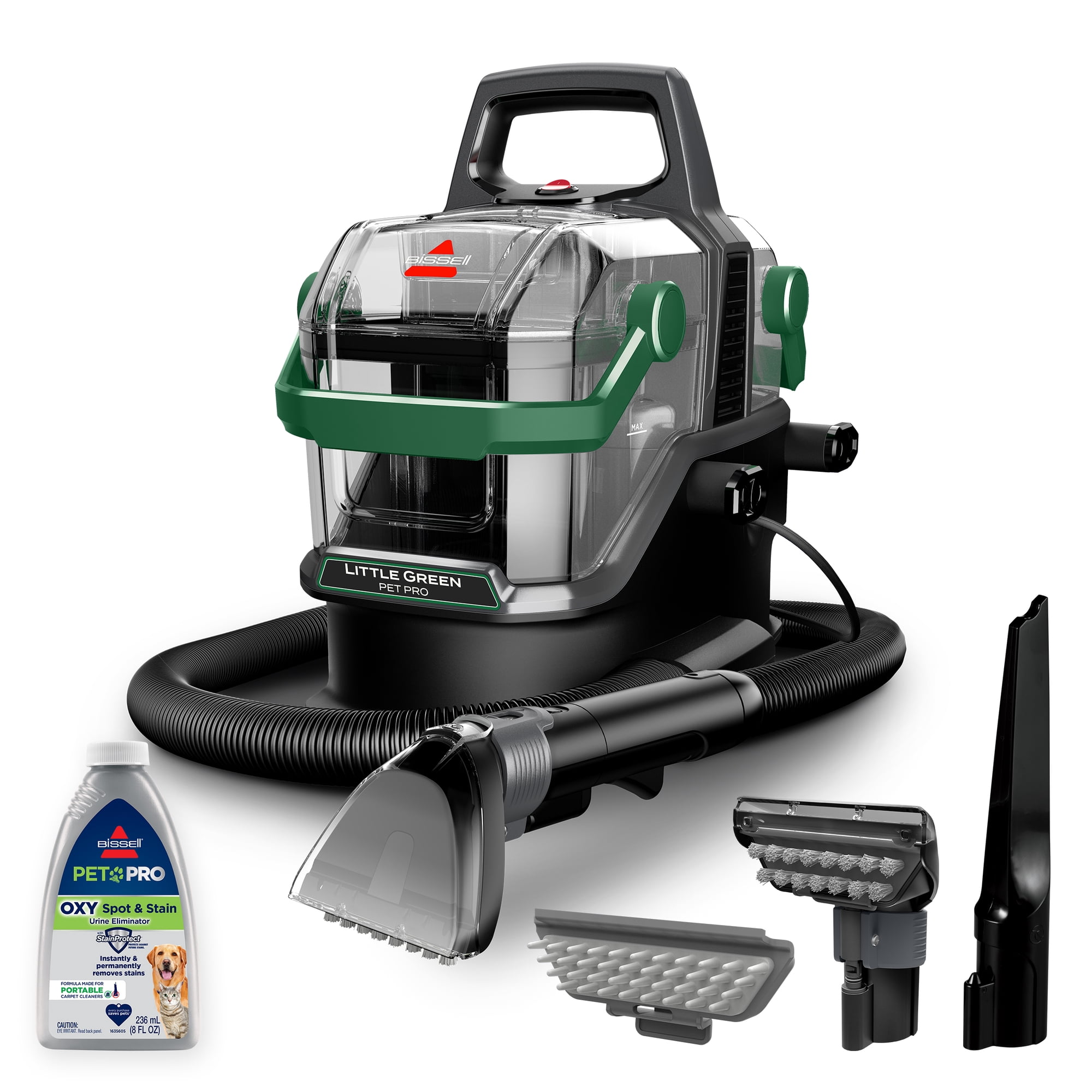 BISSELL Little Green Pet Pro Portable Carpet Cleaner Portable Carpet and Upholstery Deep Cleaner, Car/Auto Detailer, with Self-Cleaning Tough Stain Tool, Pet Hair Removal Tool, Crevice Tool, 3908