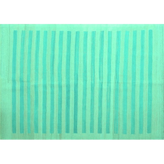 Ahgly Company Machine Washable Indoor Rectangle Abstract Turquoise Blue Contemporary Area Rugs, 4' x 6'