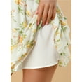 thumbnail image 6 of INSPIRE CHIC Women's Layered Ruffle Hem Elastic Waist A-Line Skater Floral Mini Skirt S White, 6 of 7
