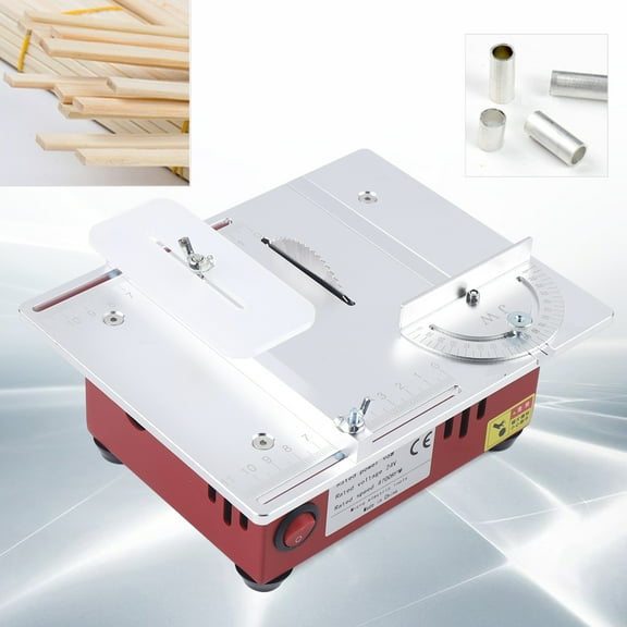 Compact Mini Table Saw with Adjustable Aluminum Angle, Dust Collection & 7-Speed Control for DIY, PCB & Small Material Cutting