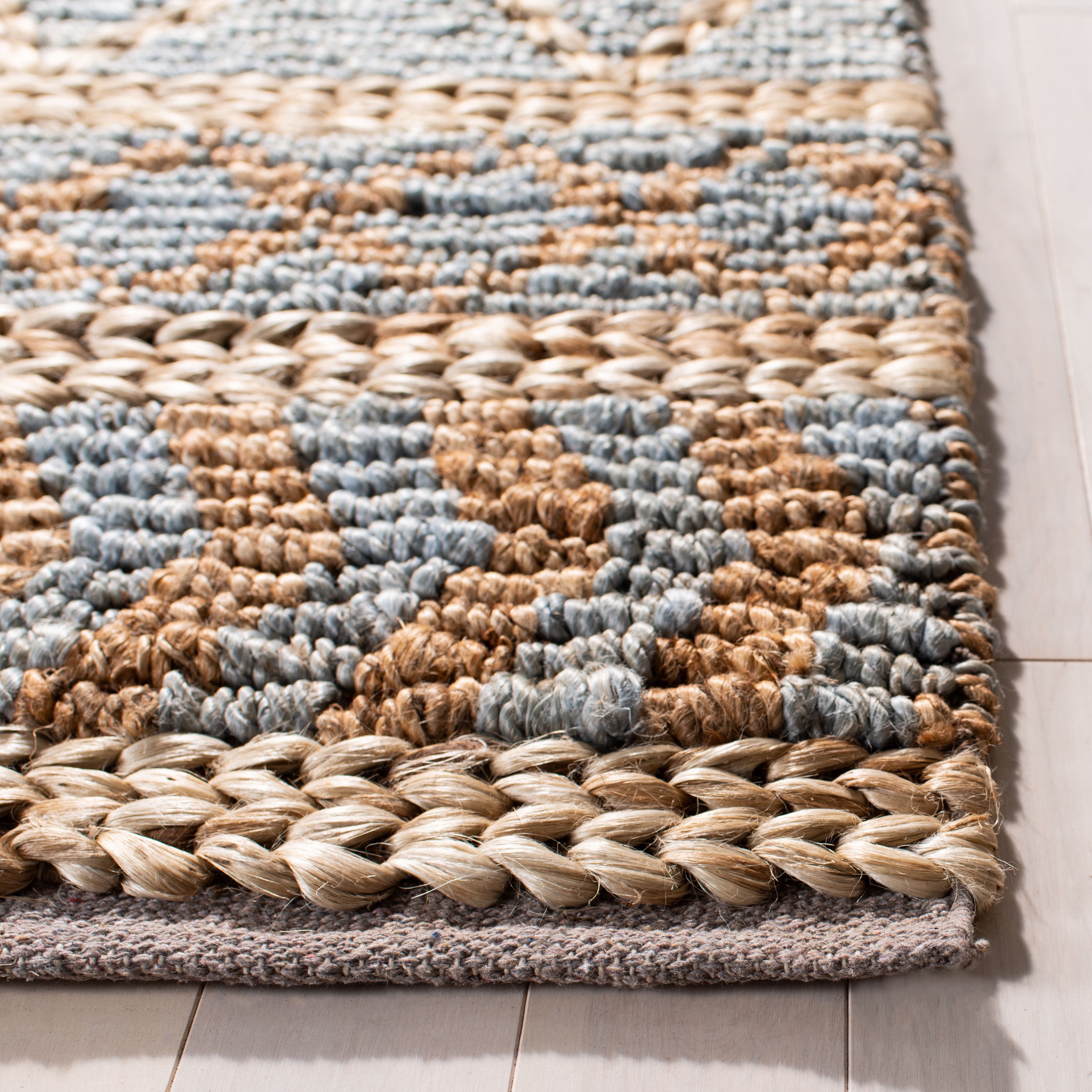 SAFAVIEH Natural Fiber Beaumont Geometric Area Rug, Natural/Blue, 8' x 10'