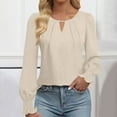 thumbnail image 2 of Dressy Casual Blouse for Women Keyhole V Neck Long Sleeve Shirts Pleated Business Work Tops Spring Clothes 2025, 2 of 5
