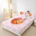 thumbnail image 3 of Erosebridal Sport Basketball Print Queen Sheet Sets 4 Pieces for Girls,Kawaii Plaid Bowknot Bed Set for Kids Teens,Luxury Bedroom Decor, 3 of 5