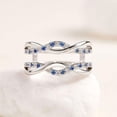 thumbnail image 2 of Gems Jewels 925 Sterling Silver 2.10 Ct Round Cut Blue Sapphire & Diamond Wedding Engagement Enhancer Guard Wrap Ring 14K White Gold Plated For Women's -5, 2 of 3
