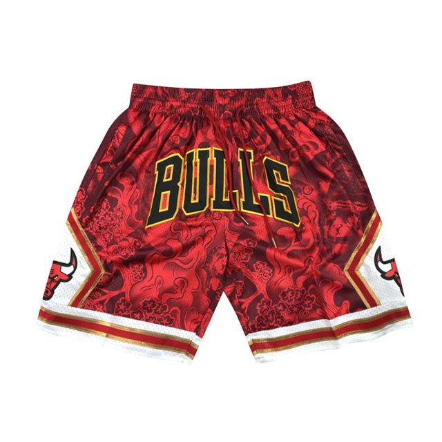 Pantalones cortos de baloncesto cortos con cordón bordado retro Bulls Pantalones cortos de entrenamiento