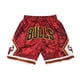 thumbnail image 1 of Bulls Retro Embroidered Drawstring Cropped Basketball Shorts Training Shorts, 1 of 3