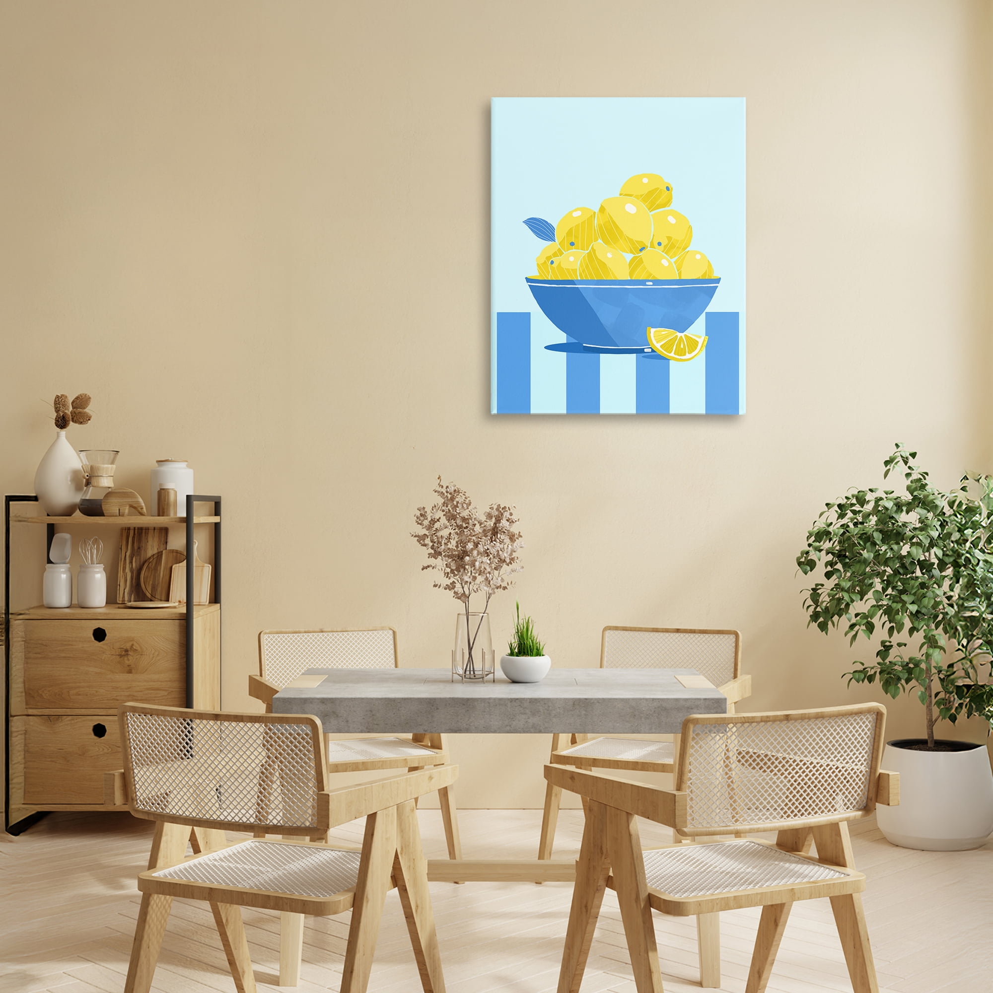 Stupell Industries Yellow Lemon Bowl Striped Canvas Wall Art, design by Lucca Sheppard