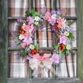 thumbnail image 4 of Holloyiver 15.7" Mixed Floral Spring Summer Wreath, Large Pink Rose and White Daisy Wreaths, Front Door Window Home Decor Wreaths and Holiday Celebrations, 4 of 8