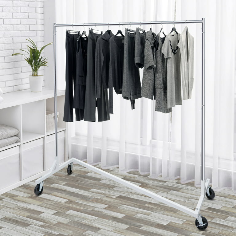 SONGMICS 300lb Clothes Garment Rack Heavy Duty Clothing Rack on Wheels  Rolling Clothes Organizer for Bedroom Living Room Silver