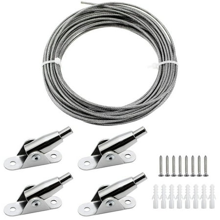 

10M Stainless Steel Wire Rope Coated 2 mm Steel Rope Adjustable Curtain Rope Hanging Rope with Mounting