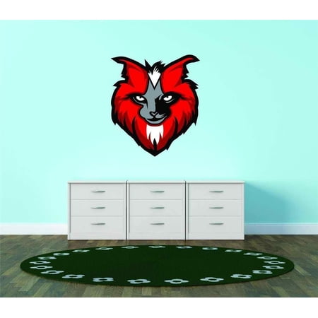 Do It Yourself Wall Decal Sticker Wild Cat Head With Red Hair Lion Tiger Peel And Stick 40×40